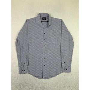 Nordstrom Shirt Mens 16 36/37 Blue Herringbone Trim Fit Tech-Smart Dress LS